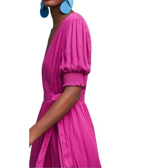 Maeve Brenna Short Sleeved High Low Wrap Dress Raspberry Size 0 - Picture 6 of 9